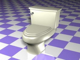Two piece toilet 3d model preview