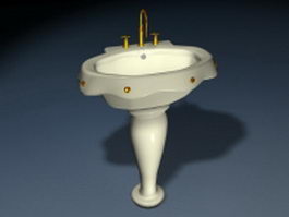 Retro style pedestal basin 3d model preview