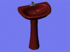 Red pedestal sink 3d model preview