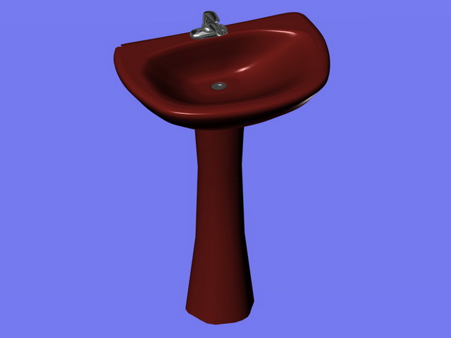 Red pedestal sink 3d rendering