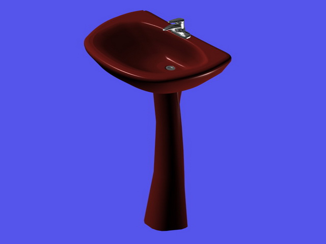 Red pedestal sink 3d rendering