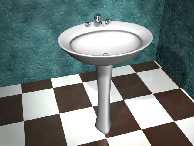 Round pedestal wash basin 3d rendering