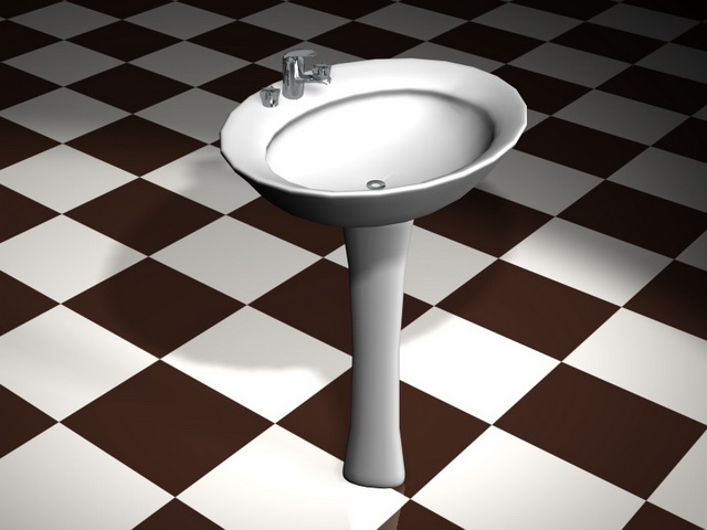 Round pedestal wash basin 3d rendering