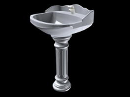 Porcelain pedestal basin 3d model preview