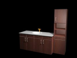 Kitchen cabinet and sink combination 3d model preview