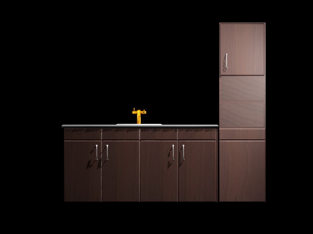 Kitchen cabinet and sink combination 3d rendering