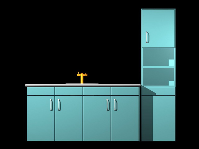Kitchen sink units 3d rendering