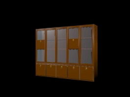 Bookcase with glass doors 3d model preview