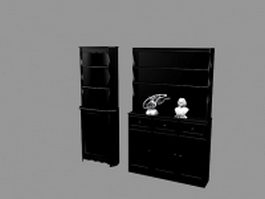 Black bookcase with doors 3d model preview
