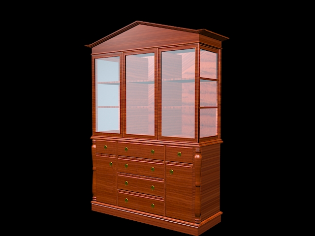 Antique display cabinet with drawers 3d rendering