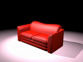 Red leather loveseat 3d model preview