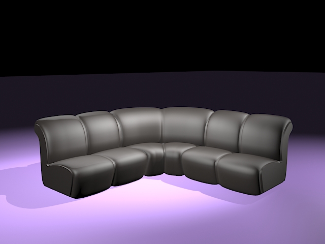 Black leather corner sofa 3d rendering