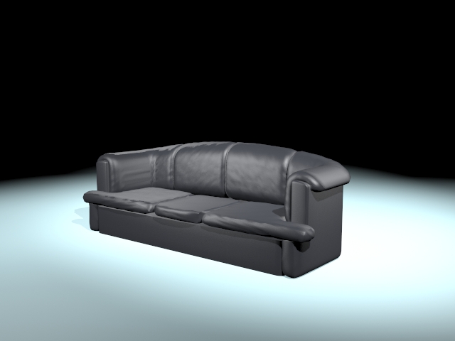Old style black sofa 3d rendering