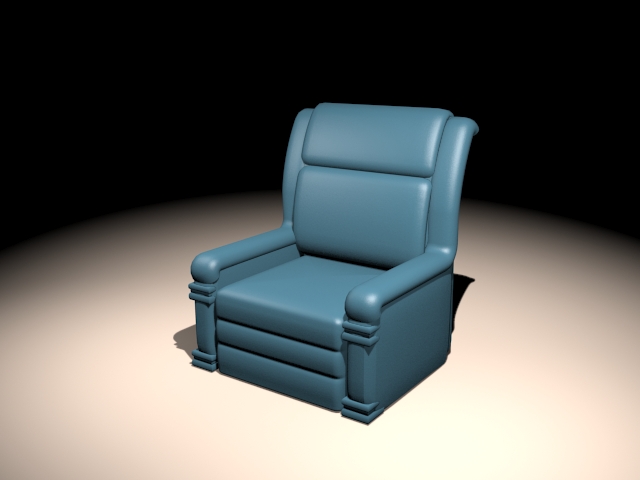 Blue recliner chair 3d rendering
