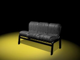 Armless upholstered settee 3d model preview