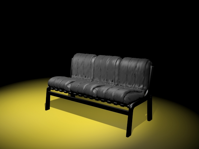 Armless upholstered settee 3d rendering