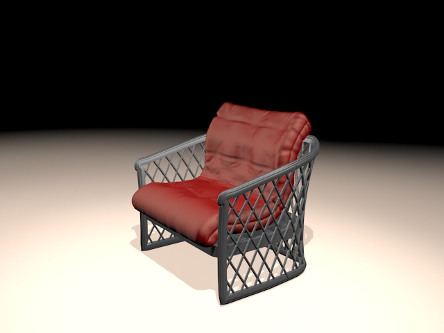Antique upholstered metal chair 3d rendering