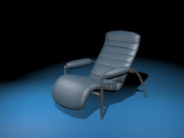 Blue leather reclining lounge chair 3d preview