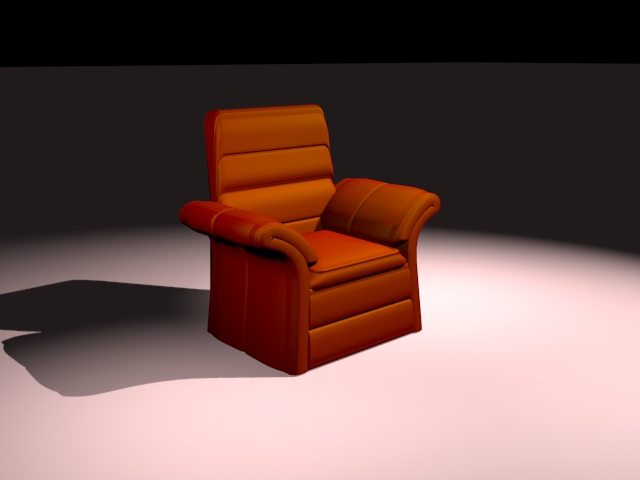 Red armchair 3d rendering