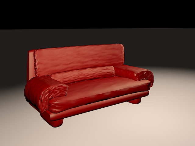 Red couch and sofa 3d rendering