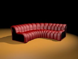 Red curved sectional sofa 3d model preview