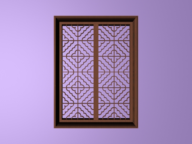 Chinese lattice window 3d rendering