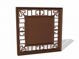 Chinese lattice window panels 3d model preview