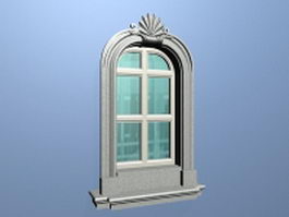 European window with trim 3d model preview