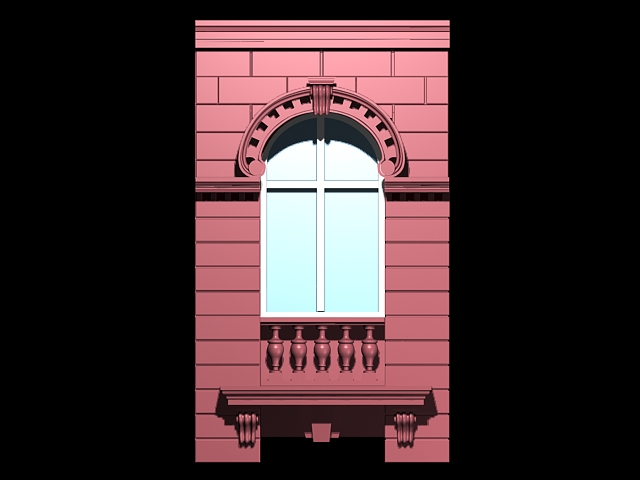 Romanesque architecture windows 3d rendering
