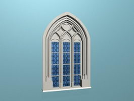 Gothic style windows 3d model preview