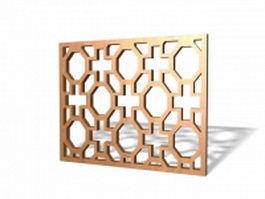Wood lattice window panel 3d model preview