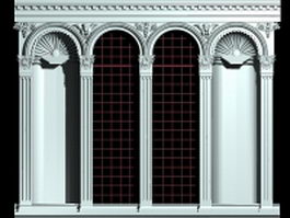 Medieval arched window 3d model preview