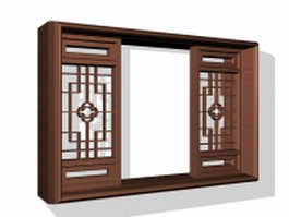 Traditional Chinese style window 3d model preview