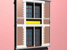 Colonial style windows 3d model preview