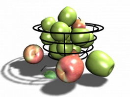 Basket with apples 3d model preview