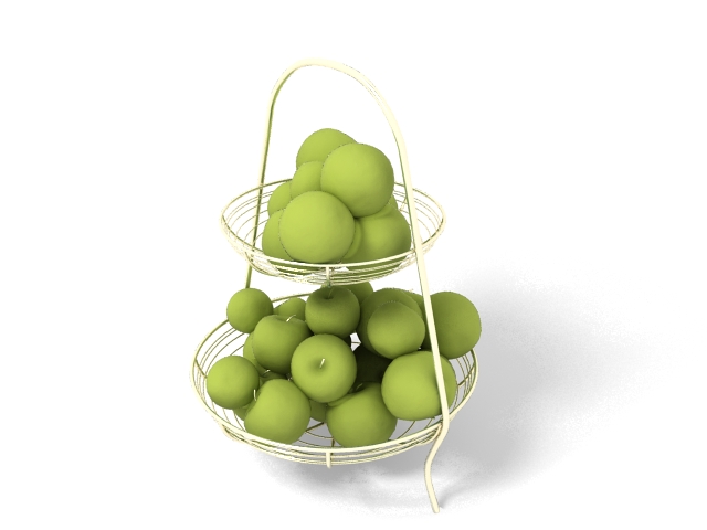 Green plums in basket 3d rendering