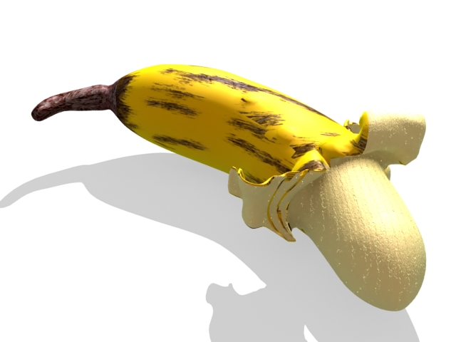 Peeled banana 3d rendering