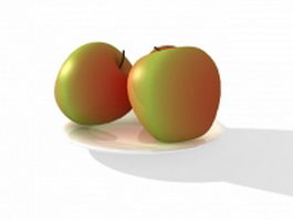 Apple on plate 3d model preview