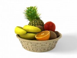 Fruits in woven basket 3d preview