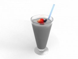 Glass of milk juice 3d preview