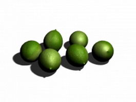 Green lime fruit 3d model preview