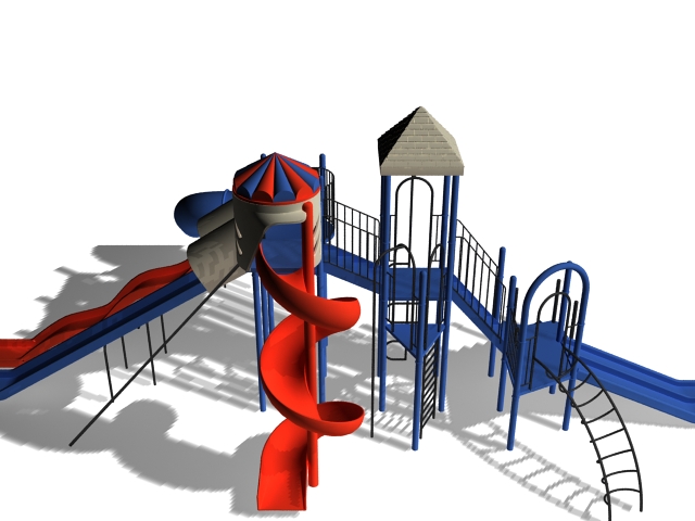 Amusement park slide system 3d rendering