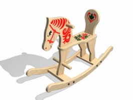 Solid wood rocking horse 3d preview