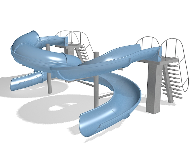 Large spiral slides 3d rendering