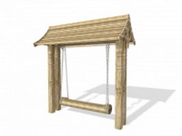 Vintage wooden swing 3d preview