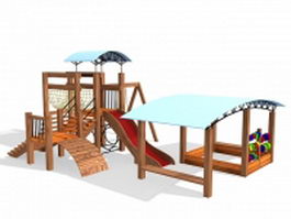 Wooden playground set 3d model preview