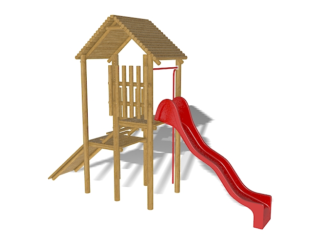 Backyard playground slide 3d rendering