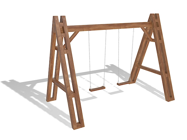 Wooden swing set 3d rendering