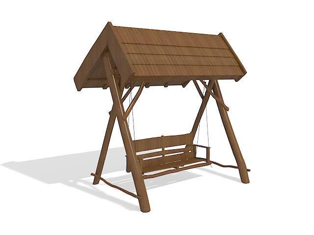 Wooden canopy swing 3d rendering
