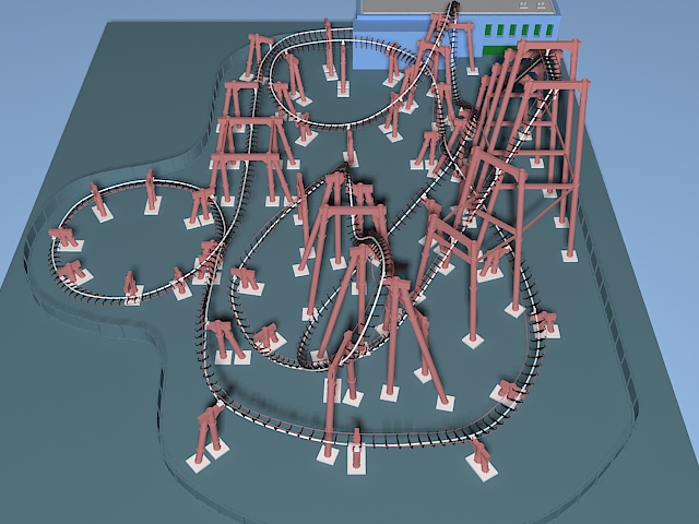 Amusement park roller coaster 3d rendering